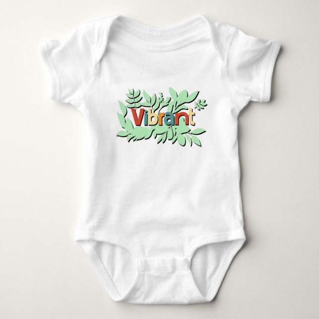 Colourful botanical vibrant text design baby bodysuit (Front)