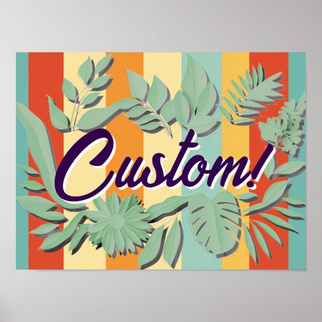 Colourful botanical vibrant text design poster (Front)