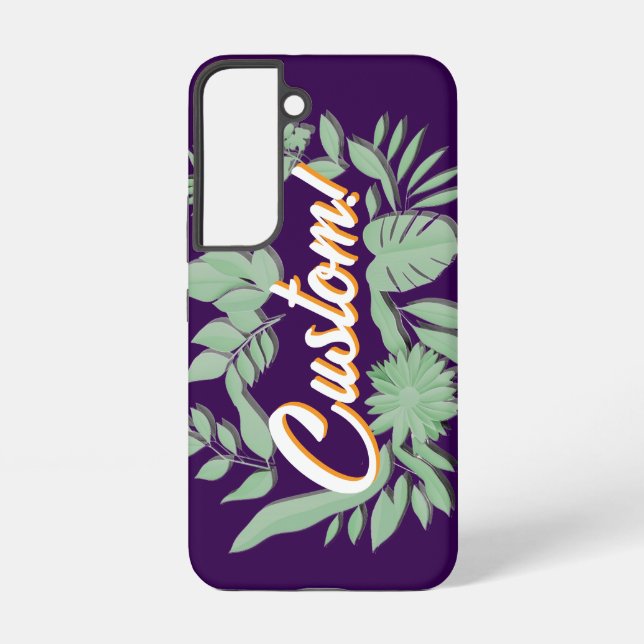 Colourful botanical vibrant text design samsung galaxy s22 case (Back)