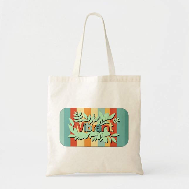 Colourful botanical vibrant text design tote bag (Front)