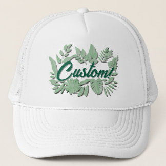 Colourful botanical vibrant text design trucker hat