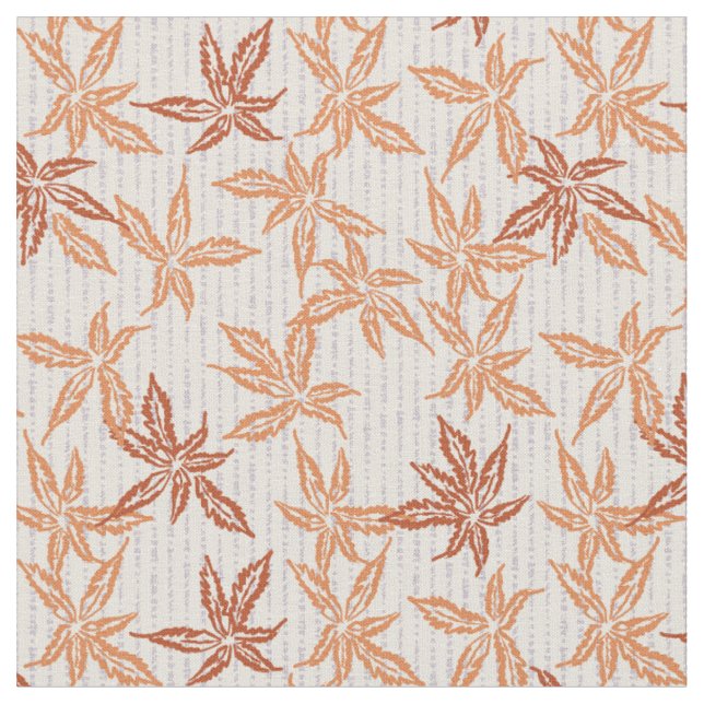 Colourful botanical weeds terracotta rust orange  fabric (Close Up)