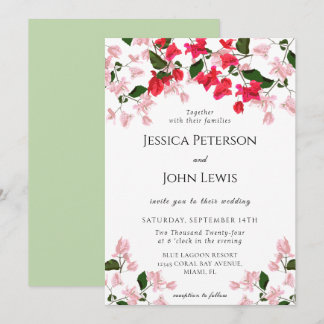 Colourful Bougainvillea Flower Wedding Invitation