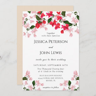 Colourful Bougainvillea Flower Wedding Invitation