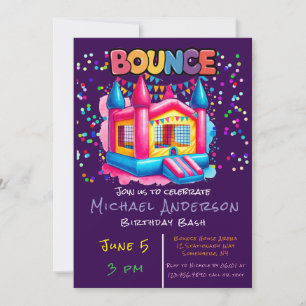 Colourful Bounce House Birthday Bash Invitation