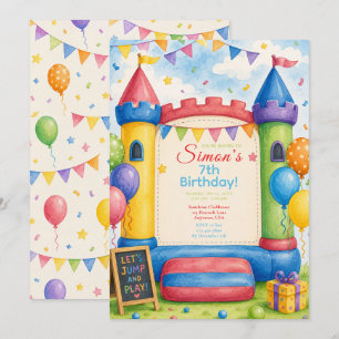 Colourful Bouncy Castle Party Invitation