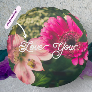  Colourful bouquet of flowers Round Cushion