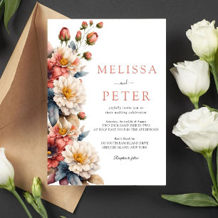 Colourful Bouquet of Flowers Wedding Invitation