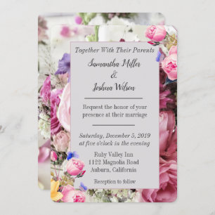 Colourful Bouquet of Flowers Wedding Invitation