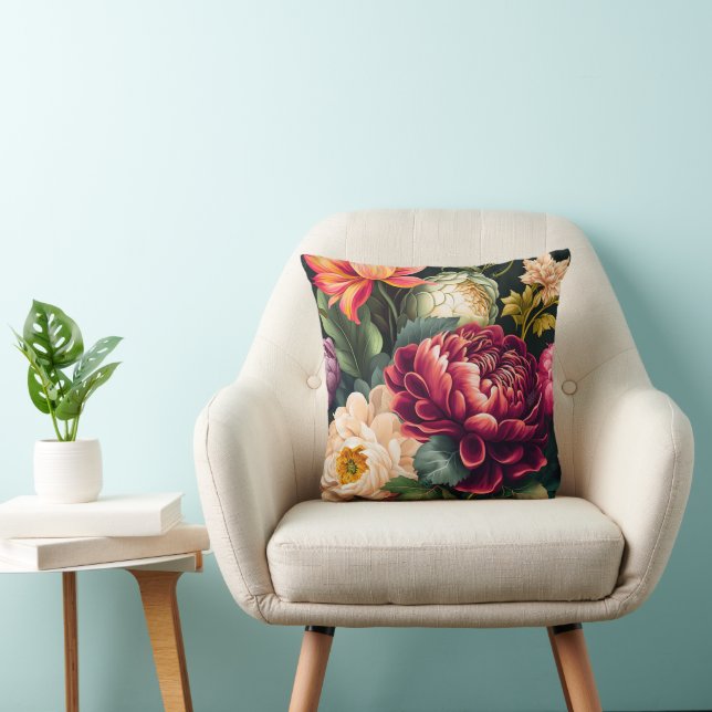 Colourful Bouquet of Gorgeous Flowers Throw Pillow (Chair)