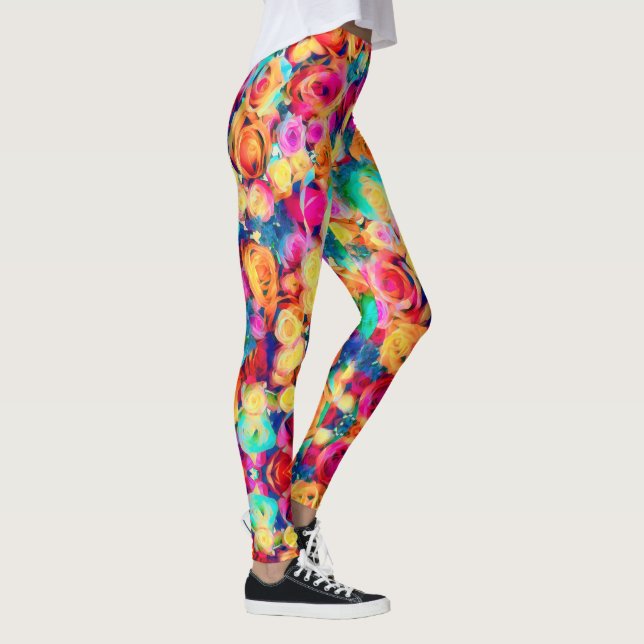 Colourful Bouquet Rose Leggings (Right)