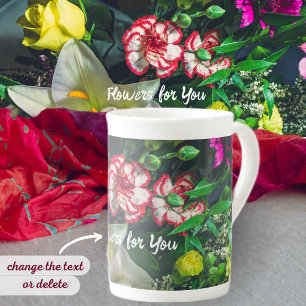 Colourful bouquet with lily bone china mug