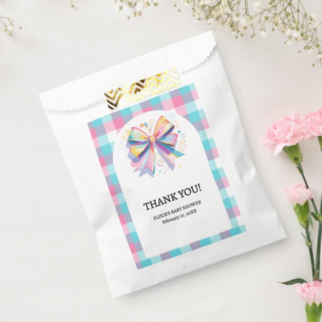 Colourful Bow Baby Shower Favour Bags (Sealed)