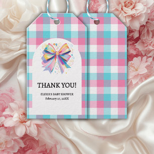 Colourful Bow Baby Shower Gift Tags