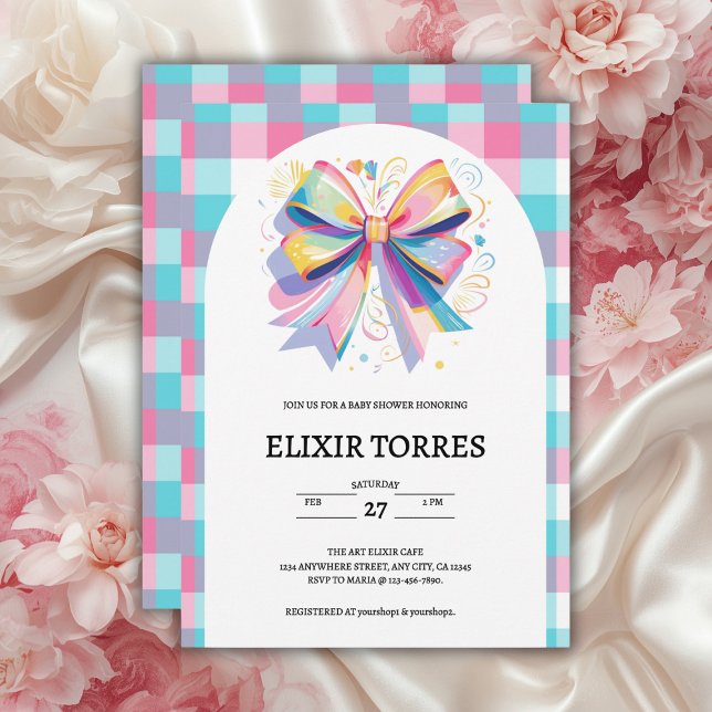 Colourful Bow Baby Shower Invitation (Creator Uploaded)
