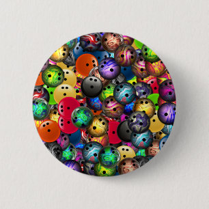 Colourful Bowling Balls Collage 6 Cm Round Badge