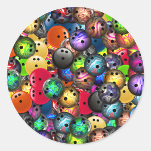 Colourful Bowling Balls Collage Classic Round Sticker