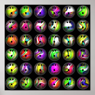 Colourful Bowling Balls Poster