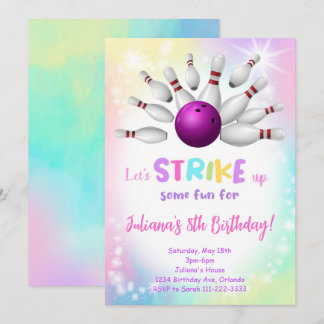 Colourful Bowling Birthday Invitation