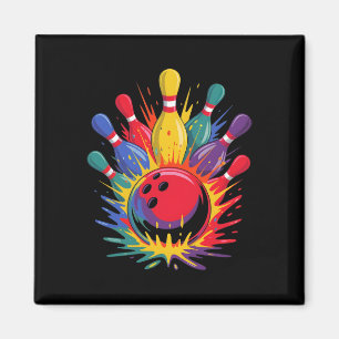 Colourful Bowling Game Day Bowler Cute Colorsplash Magnet