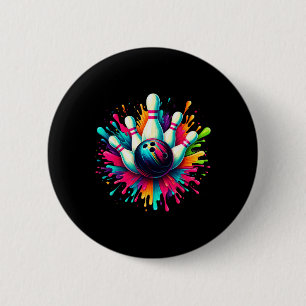 Colourful Bowling Game Day Bowling Cute Colorsplas 6 Cm Round Badge