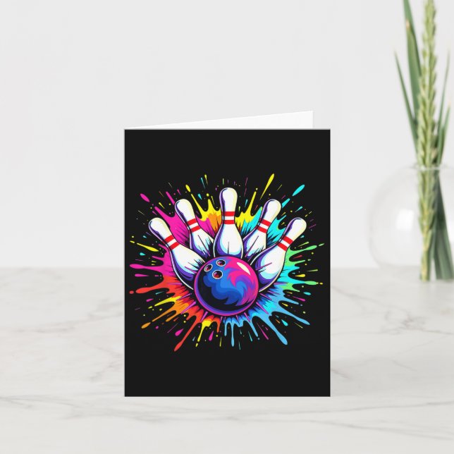 Colourful Bowling Game Day Bowling Cute Colorsplas Card (Front)