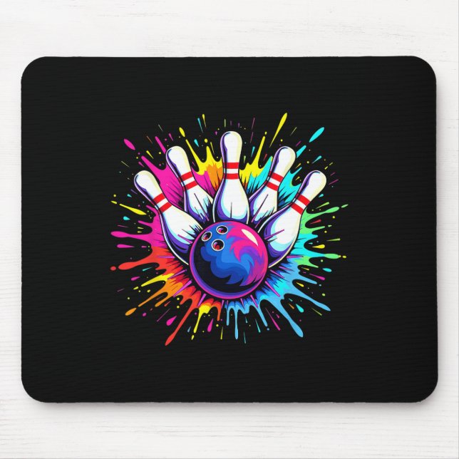 Colourful Bowling Game Day Bowling Cute Colorsplas Mouse Pad (Front)
