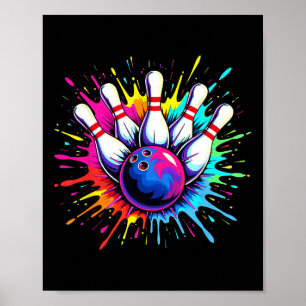Colourful Bowling Game Day Bowling Cute Colorsplas Poster