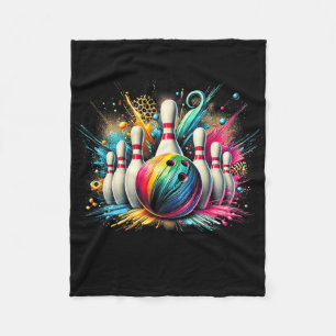 Colourful Bowling Game Day Bowling Flames Ll 1 Fleece Blanket