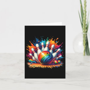 Colourful Bowling Game Day Bowling Lover Cute Vibr Card