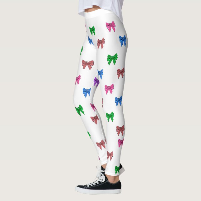 Colourful Bows purple, red, blue Leggings (Left)
