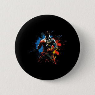 Colourful Boxer Boy On Mens Boxing 6 Cm Round Badge