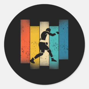 Colourful Boxer Silhouette Vintage Distressed Classic Round Sticker