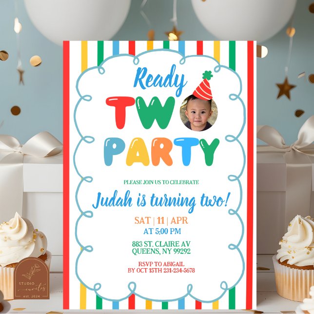 Colourful Boy Ready TWO Party 2nd Birthday Invitation (Creator Uploaded)