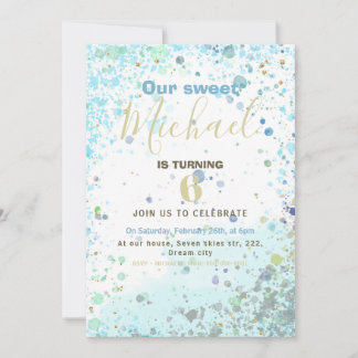 Colourful boy's birthday party invitation