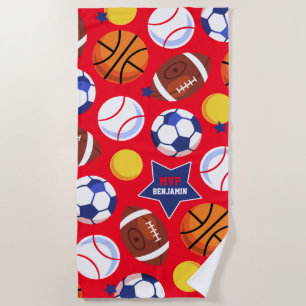Colourful Boys Personalised Multi Sport Beach Towe Towel