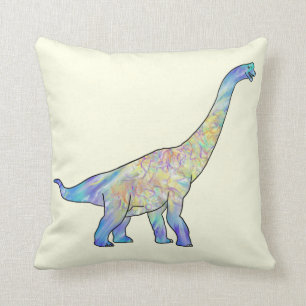 Colourful Brachiosaurus Prehistoric Dinosaur Art Cushion