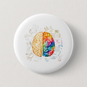 Colourful Brain - Science And Art - Neuroscience N 6 Cm Round Badge