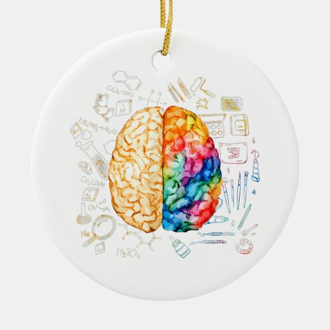 Colourful Brain - Science And Art - Neuroscience N Ceramic Tree Decoration (Front)