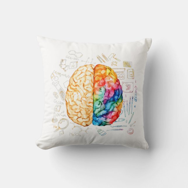 Colourful Brain - Science And Art - Neuroscience N Cushion (Front)