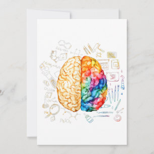 Colourful Brain - Science And Art - Neuroscience N Invitation