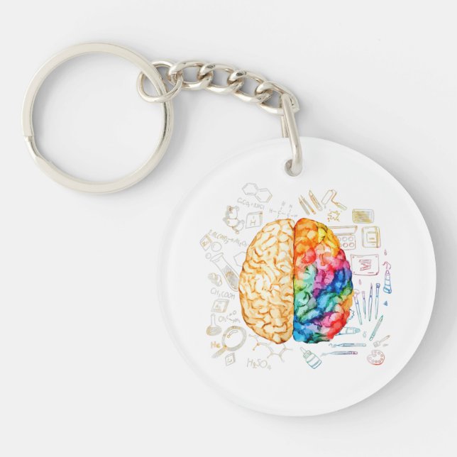 Colourful Brain - Science And Art - Neuroscience N Key Ring (Front)