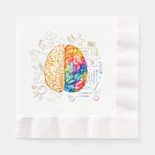 Colourful Brain - Science And Art - Neuroscience N Napkin (Front)