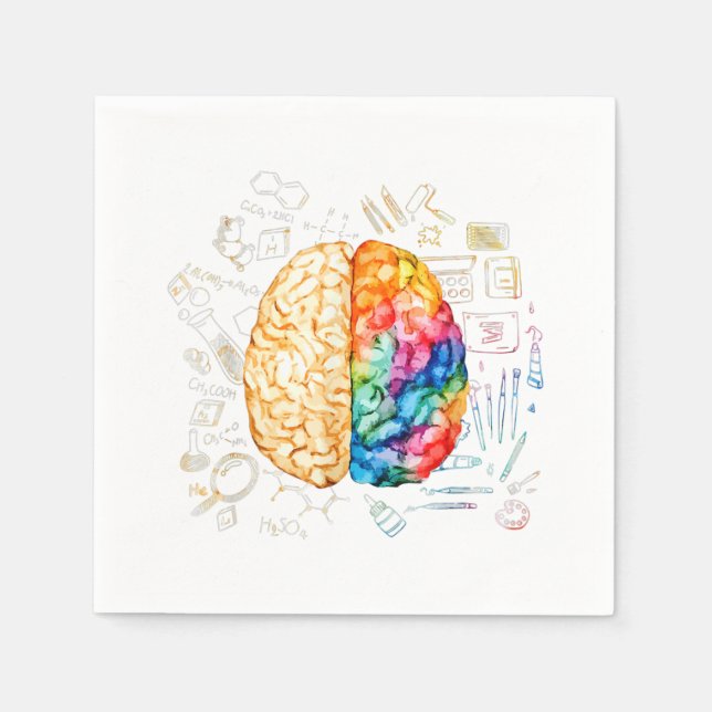 Colourful Brain - Science And Art - Neuroscience N Napkin (Front)