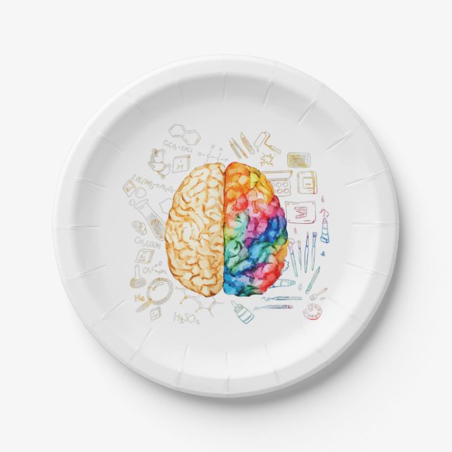 Colourful Brain - Science And Art - Neuroscience N Paper Plate (Front)