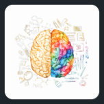Colourful Brain - Science And Art - Neuroscience N Square Sticker<br><div class="desc">Colourful Brain - Science And Art - Neuroscience Neurologist</div>