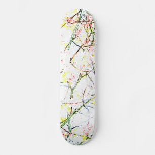 Colourful branches on white abstract design skateboard