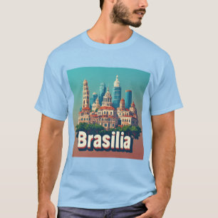 Colourful Brasília Cityscape With Modernist Skylin T-Shirt
