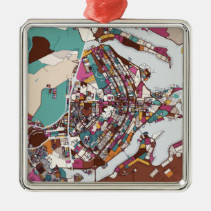 Colourful Brasilia Map Metal Tree Decoration
