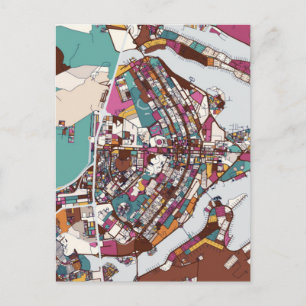 Colourful Brasilia Map Postcard